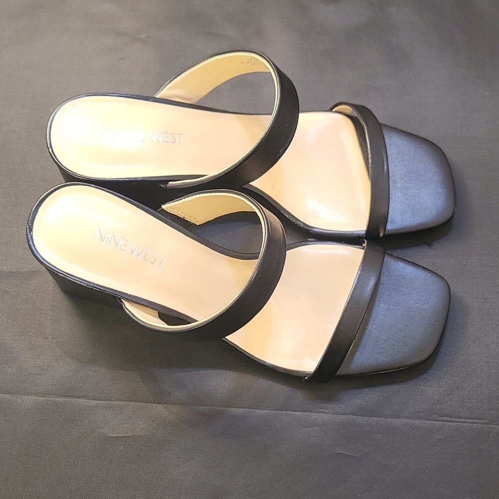 BRAND NEW NINE WEST BLOCK HEEL SQUARE TOE WOMENS SANDALS - Picture 4 of 14